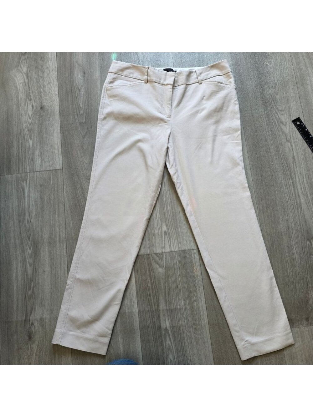 Talbots Hampshire Ankle Pants Womens Size 8 Beige Slim Fit Stretch Cotton Blend
